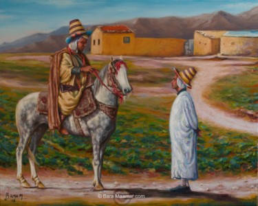 Peinture intitulée "Knights of Tiaret _…" par Maamar Bara, Œuvre d'art originale, Huile