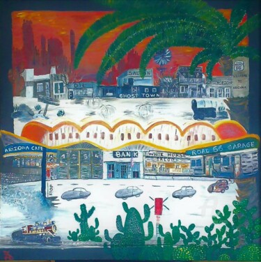 Malerei mit dem Titel "Arizona 50's" von Isabelle Barataud, Original-Kunstwerk, Öl
