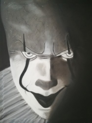 Drawing titled "Pennywise" by Annette Barbier, Original Artwork, Pastel