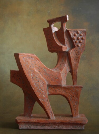 Sculptuur getiteld "Donna seduta" door Orazio Barbagallo, Origineel Kunstwerk, Terra cotta