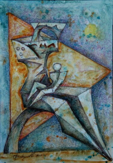 Painting titled "MADRE" by Orazio Barbagallo, Original Artwork, Watercolor