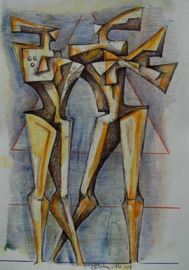 Drawing titled "Incontro" by Orazio Barbagallo, Original Artwork, Watercolor