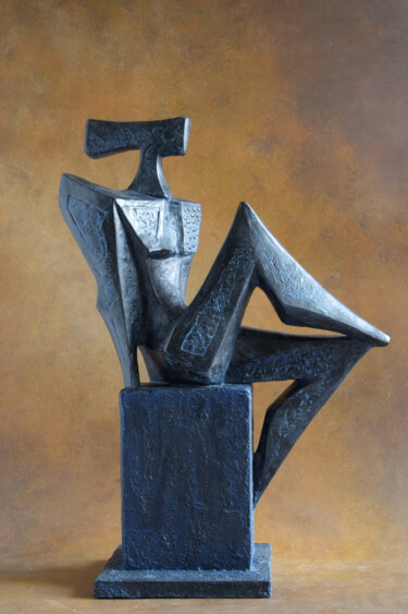 Sculptuur getiteld "Figura seduta" door Orazio Barbagallo, Origineel Kunstwerk, Hars