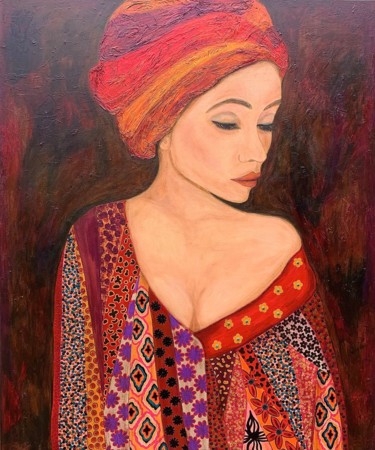 Painting titled "Autumn Woman" by E3m Artistiek, Original Artwork, Acrylic