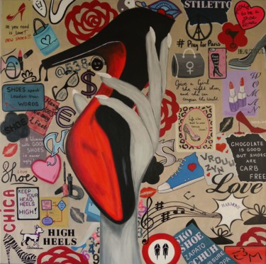 Картина под названием "shoe quotes" - E3m Artistiek, Подлинное произведение искусства, Акрил