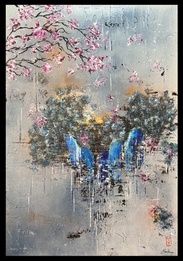 Painting titled "Hyoga" by Barbara ., Original Artwork, Acrylic Mounted on Wood Stretcher frame