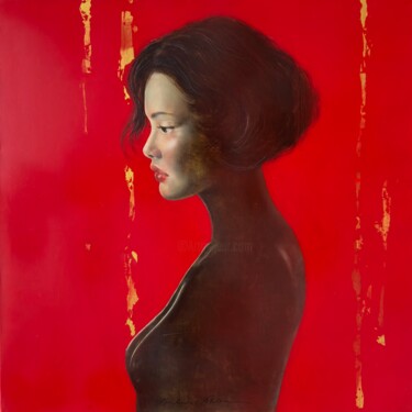 Картина под названием "Red" - Barbara Ābeltiņa, Подлинное произведение искусства, Масло Установлен на Деревянная рама для но…