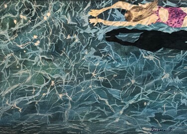 Peinture intitulée "Bonheur Aquatique" par Barbara B., Œuvre d'art originale, Aquarelle