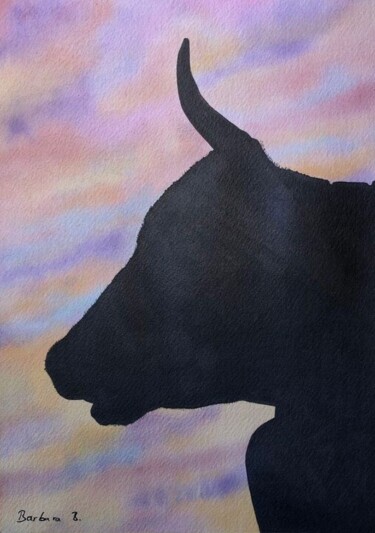 Painting titled "La Vache Qui Rit...…" by Barbara B., Original Artwork, Watercolor