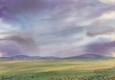Картина под названием "Une Envie de Prairie" - Barbara B., Подлинное произведение искусства, Акварель Установлен на картон