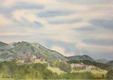 Malerei mit dem Titel "Gruyères (Fribourg)" von Barbara B., Original-Kunstwerk, Aquarell