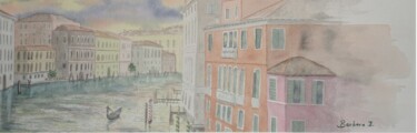 Peinture intitulée "La Ville des Amoure…" par Barbara B., Œuvre d'art originale, Aquarelle Monté sur Carton