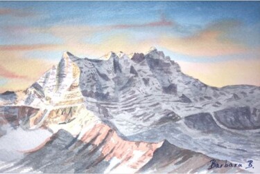 Malerei mit dem Titel ""Mes" Montagnes ;-)" von Barbara B., Original-Kunstwerk, Aquarell Auf Karton montiert