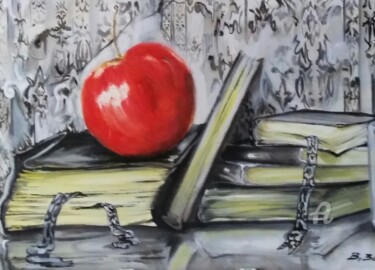 Pittura intitolato "Apple dark" da Ba', Opera d'arte originale