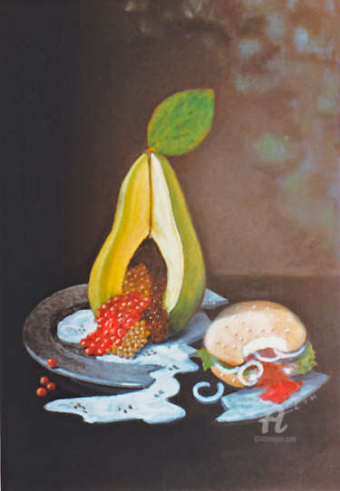 Malerei mit dem Titel "Zwei Welten" von Barbara Dominé, Original-Kunstwerk, Pastell