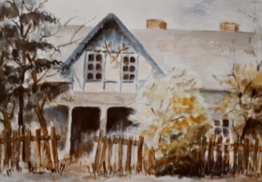Malerei mit dem Titel "Forsthaus in Kleinm…" von Barbara Dominé, Original-Kunstwerk, Aquarell