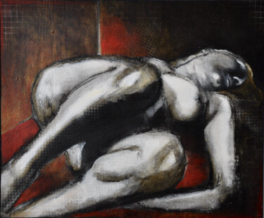Pintura titulada "La chambre rouge" por Barbara E.Lezmy, Obra de arte original, Oleo