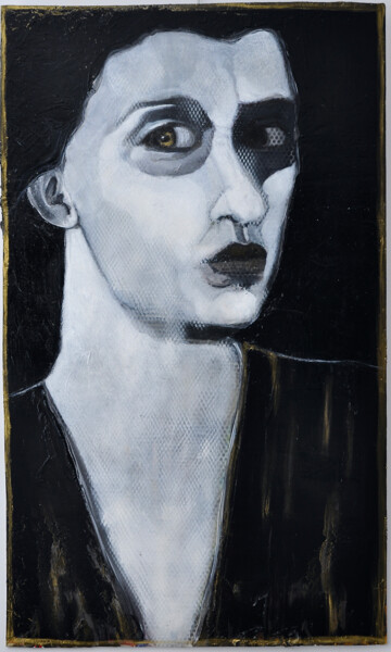 Pintura titulada "La Silencieuse" por Barbara E.Lezmy, Obra de arte original, Oleo Montado en Otro panel rígido