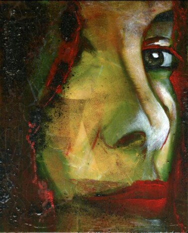 Painting titled "Autoportrait" by Barbara E.Lezmy, Original Artwork