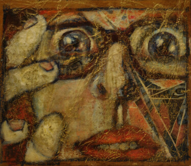 Peinture intitulée "Autoportrait face à…" par Barbara E.Lezmy, Œuvre d'art originale, Huile Monté sur artwork_cat.