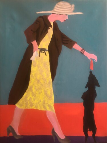 Painting titled "Dog days" by Barbara Friehs, Original Artwork, Oil Mounted on Wood Stretcher frame