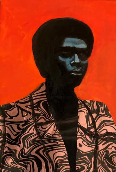 Pintura intitulada "Jimmy Hendrix" por Barbara Friehs, Obras de arte originais, Óleo Montado em Armação em madeira