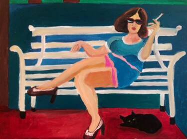 Картина под названием "Voluptuous lady on…" - Barbara Friehs, Подлинное произведение искусства, Акрил Установлен на Деревянн…