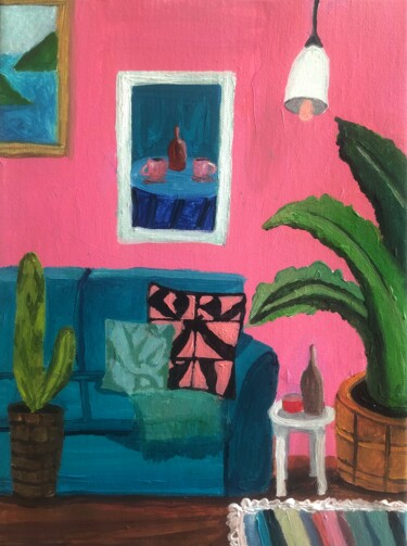 Painting titled "Bubblegum bliss" by Barbara Friehs, Original Artwork, Acrylic Mounted on Wood Stretcher frame