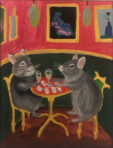 Painting titled "Pokerface" by Barbara Friehs, Original Artwork, Acrylic Mounted on Wood Stretcher frame
