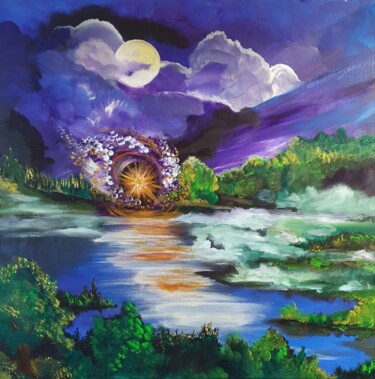 Картина под названием "Lunar Portal" - Barbara Fuhrmann, Подлинное произведение искусства, Акрил