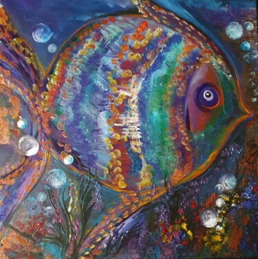 Malerei mit dem Titel "A Fishful of Dollars" von Barbara Fuhrmann, Original-Kunstwerk, Acryl