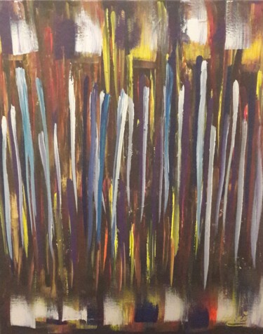 Peinture intitulée "pluie-de-couleurs..…" par Barbara Girand, Œuvre d'art originale, Acrylique
