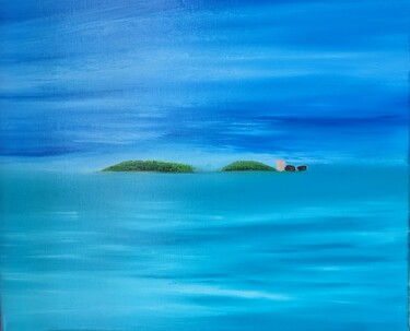 Painting titled "iles de lerins" by Barbara Girand, Original Artwork, Oil Mounted on Wood Stretcher frame