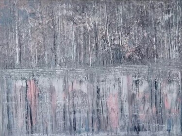 Painting titled "Pink and Gray forest" by Barbara Kizer, Original Artwork, Acrylic Mounted on Wood Stretcher frame