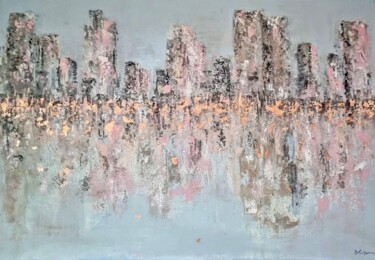 Peinture intitulée "Rose Gold in suburbs" par Barbara Kizer, Œuvre d'art originale, Acrylique Monté sur Châssis en bois