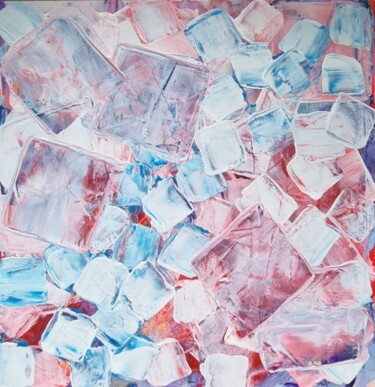 Painting titled "Ice Cubes in Milk a…" by Barbara Kizer, Original Artwork, Acrylic Mounted on Wood Stretcher frame