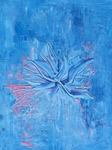 Painting titled "Ocean Flower" by Barbara Kizer, Original Artwork, Acrylic Mounted on Wood Stretcher frame