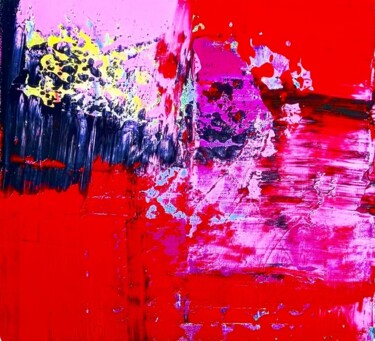 Painting titled "Red Surface" by Barbara Kizer, Original Artwork, Acrylic Mounted on Wood Stretcher frame