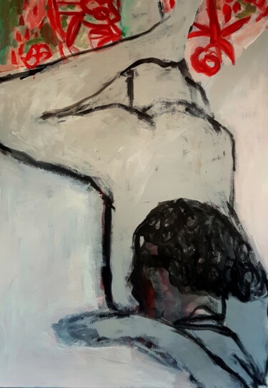 Malerei mit dem Titel "Liegender Frauenakt" von Barbara Kroll, Original-Kunstwerk, Acryl
