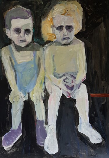 Malerei mit dem Titel "Geschwister" von Barbara Kroll, Original-Kunstwerk, Acryl