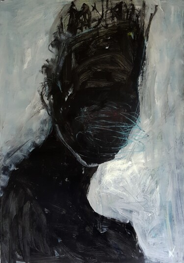 Картина под названием "Black woman" - Barbara Kroll, Подлинное произведение искусства, Акрил