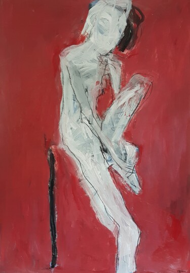 Dessin intitulée "Sitzende Frau II" par Barbara Kroll, Œuvre d'art originale, Acrylique