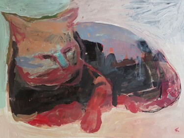 Pittura intitolato "Katze" da Barbara Kroll, Opera d'arte originale, Acrilico