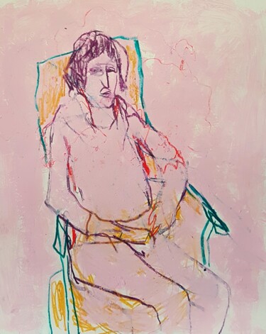 Zeichnungen mit dem Titel "Sitzende Frau IV" von Barbara Kroll, Original-Kunstwerk, Pastell