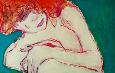 Tekening getiteld "Mädchen mit roten H…" door Barbara Kroll, Origineel Kunstwerk, Pastel