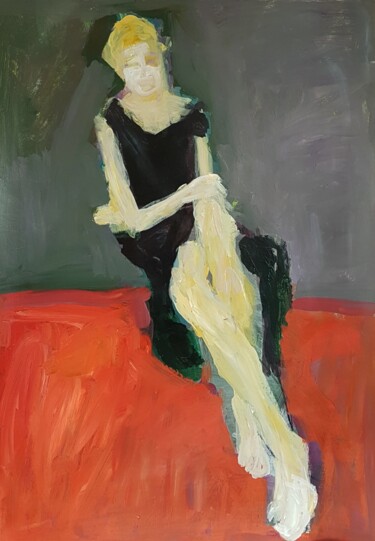 Painting titled "Sitzende Frau V" by Barbara Kroll, Original Artwork, Acrylic