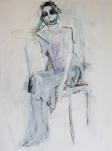 "Sitzende Frau VI" başlıklı Resim Barbara Kroll tarafından, Orijinal sanat, Kalem