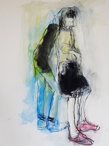 Drawing titled "Couple" by Barbara Kroll, Original Artwork, Pastel
