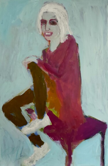 Schilderij getiteld "Mädchen mit weißen…" door Barbara Kroll, Origineel Kunstwerk, Acryl Gemonteerd op Andere stijve panelen