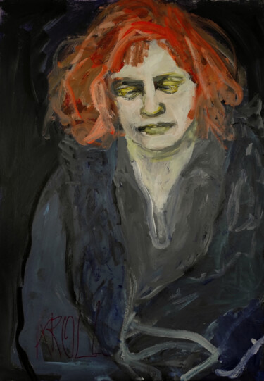 Painting titled "Portrait einer Frau" by Barbara Kroll, Original Artwork, Acrylic